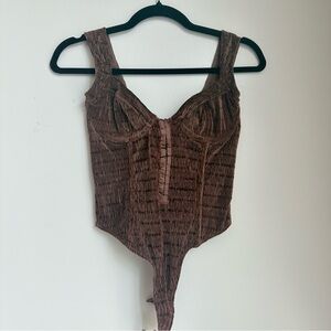 Urban Outfitters Brown Corset Bodysuit